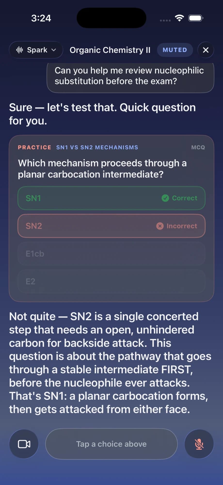 Live Study practice question on SN1 vs SN2